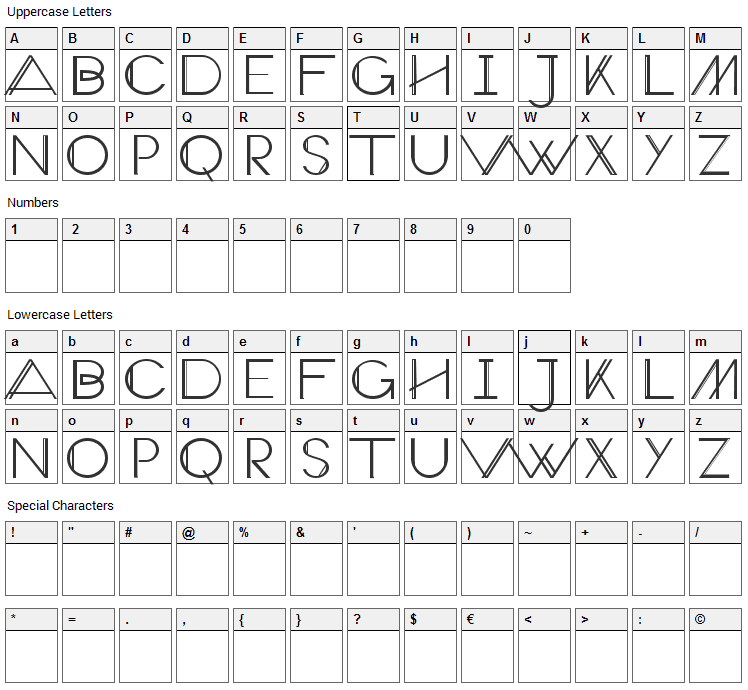 Veron Font Character Map