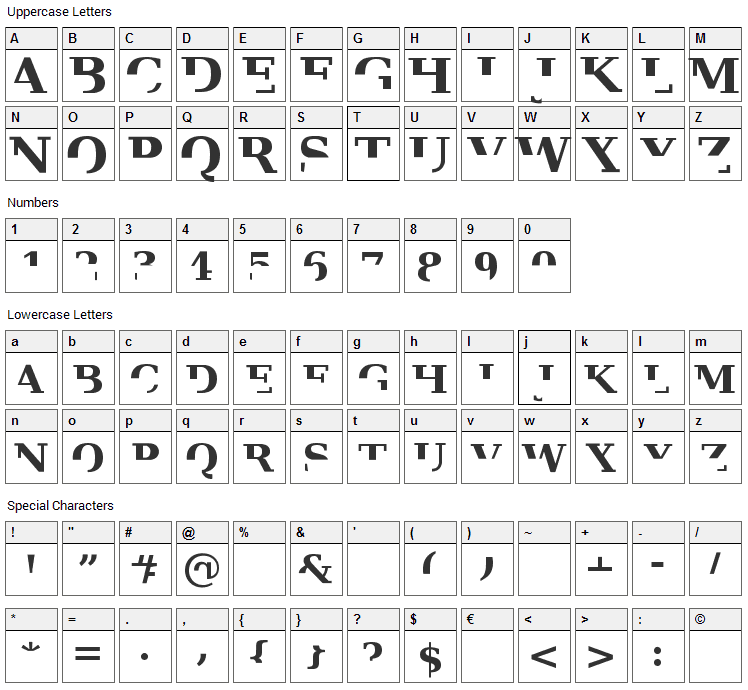 Veru Serif Font Character Map