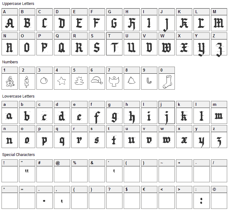 Very Christmess Font Character Map