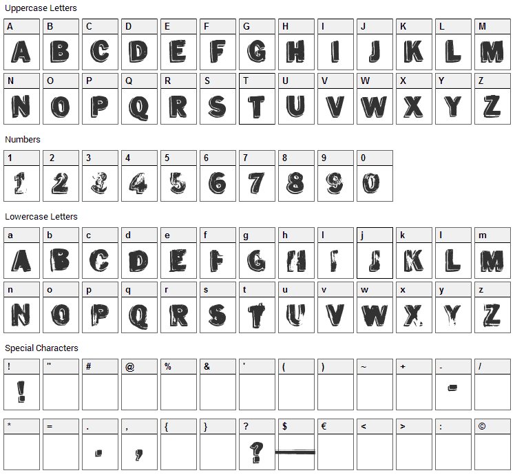 Ves Font Character Map