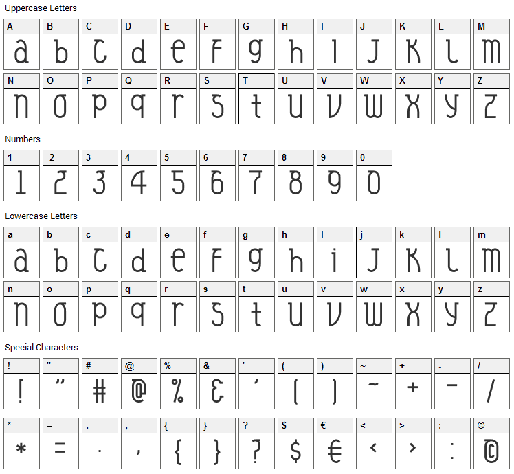 Veysel Font Character Map