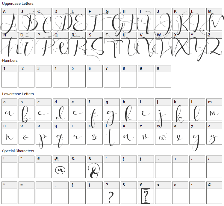 Via Vallen Font Character Map