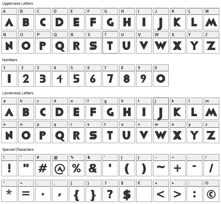 Viafont Font Character Map