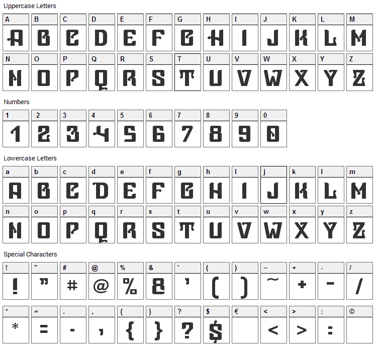 Vice Presidente Font Character Map