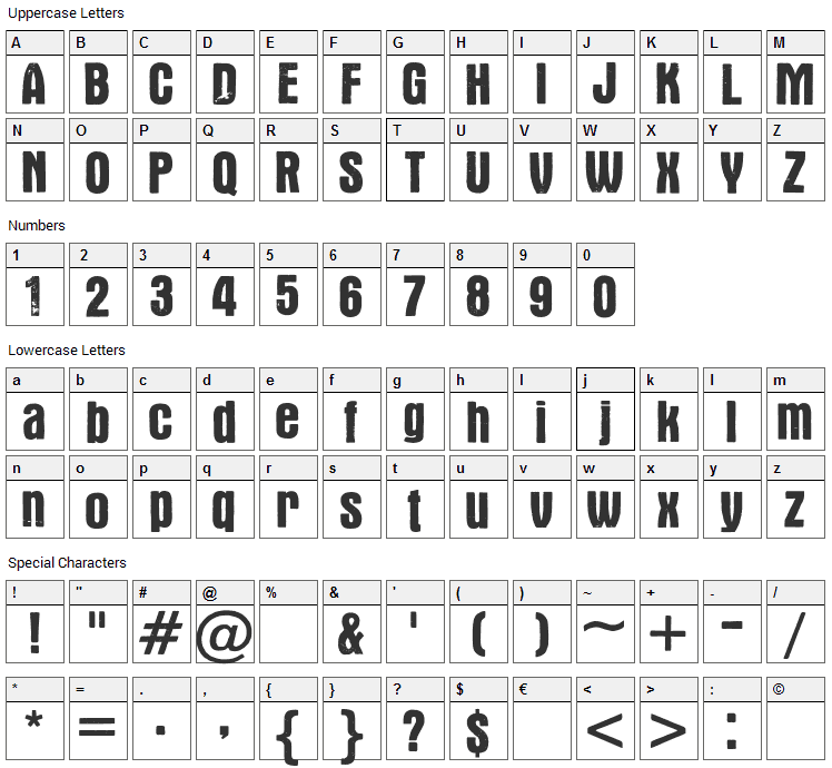 Victor Font Character Map