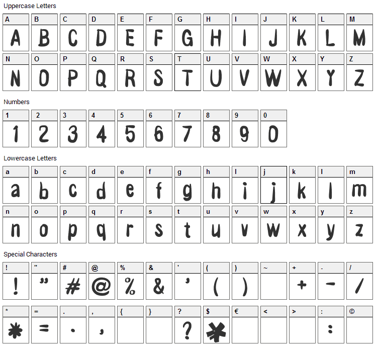 Victor Vector Font Character Map