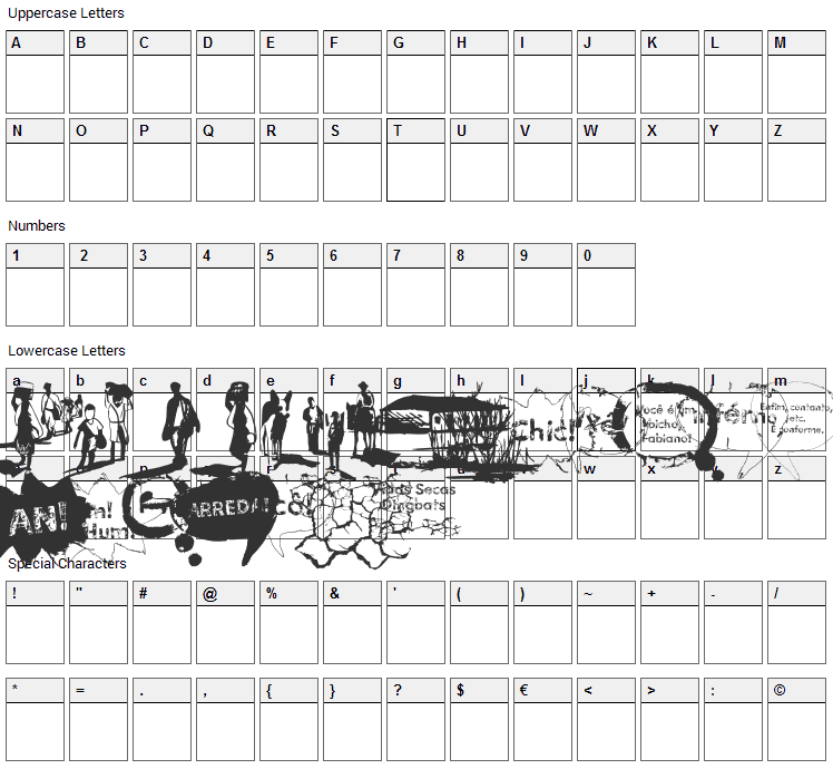 Vidas Secas Dingbats Font Character Map