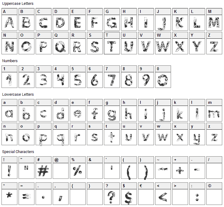 Vidas Secas Font Character Map