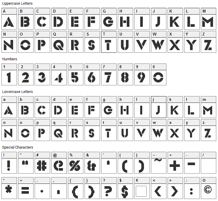 Videopac Font Character Map