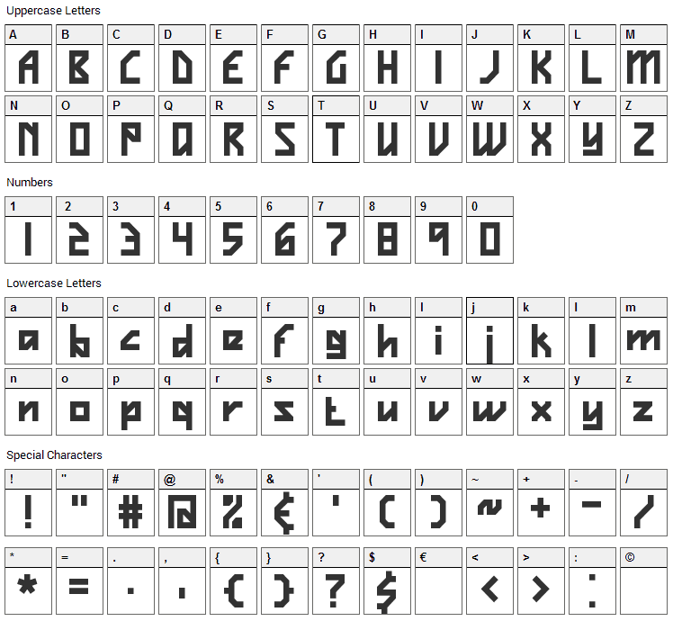 Vigilance Font Character Map