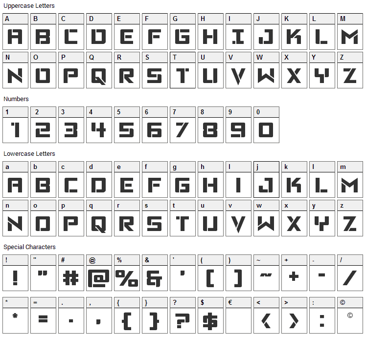 Viking Squad Font Character Map