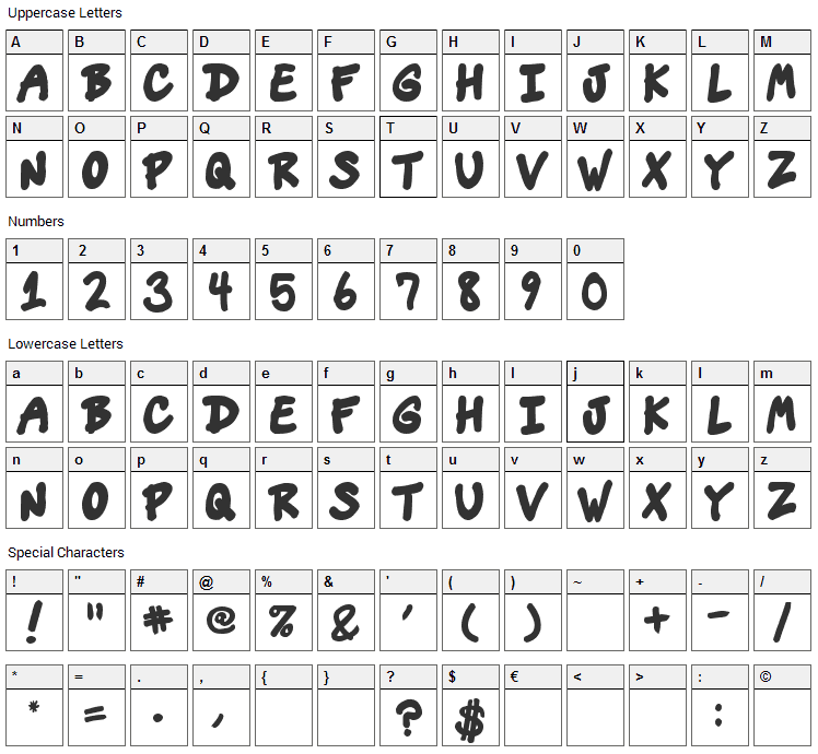 Vins Dojo Font Character Map
