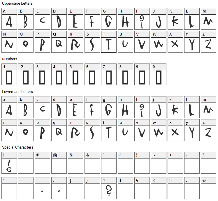 Vinterstad Font Character Map