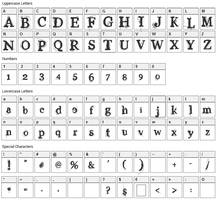 Vinyl George Font Character Map