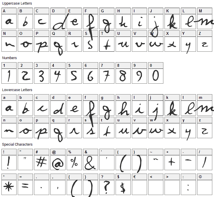 Violation Font Character Map