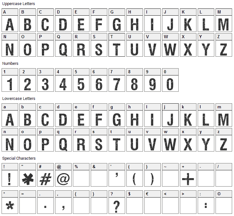 Viper Nora Font Character Map