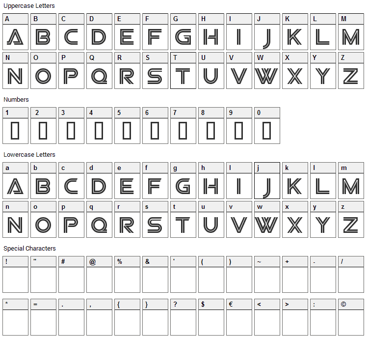 Viper Squadron Font Character Map