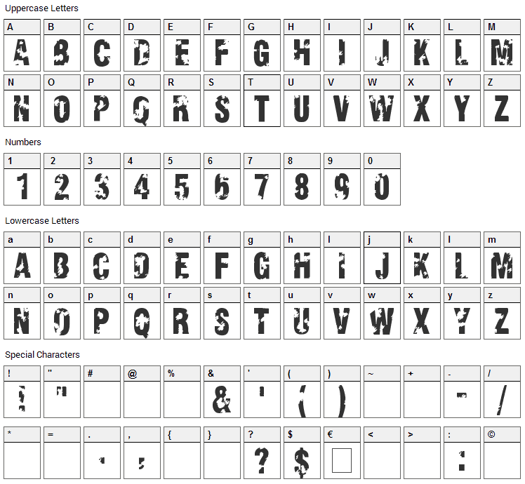 Viva Allende Font Character Map