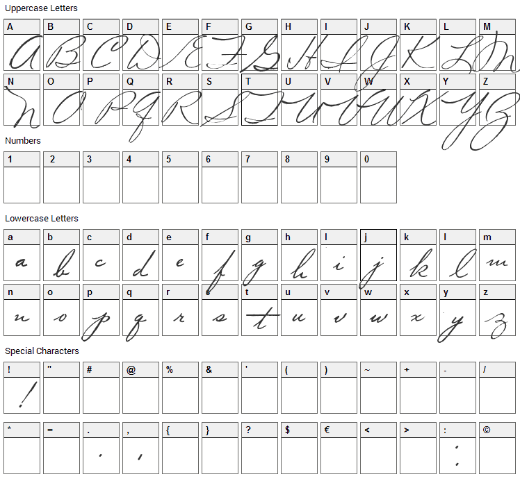 Volstead Font Character Map