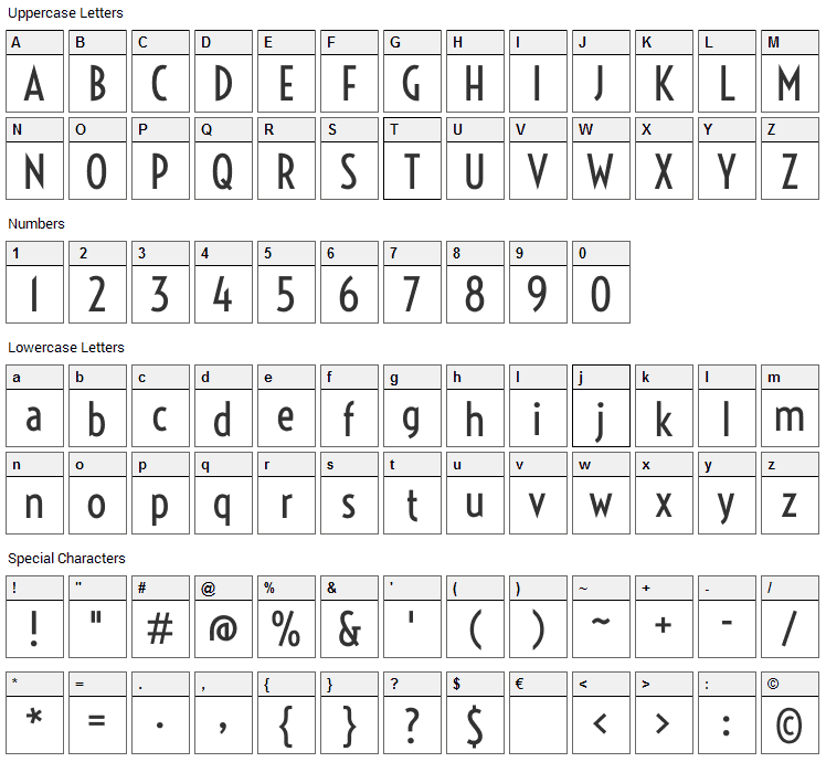 Voltaire Font Character Map