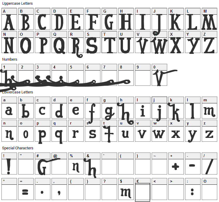 VonFont Font Character Map