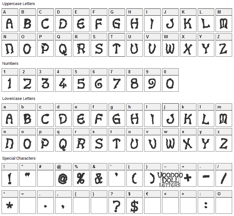 Voodoo Dolls Font Character Map