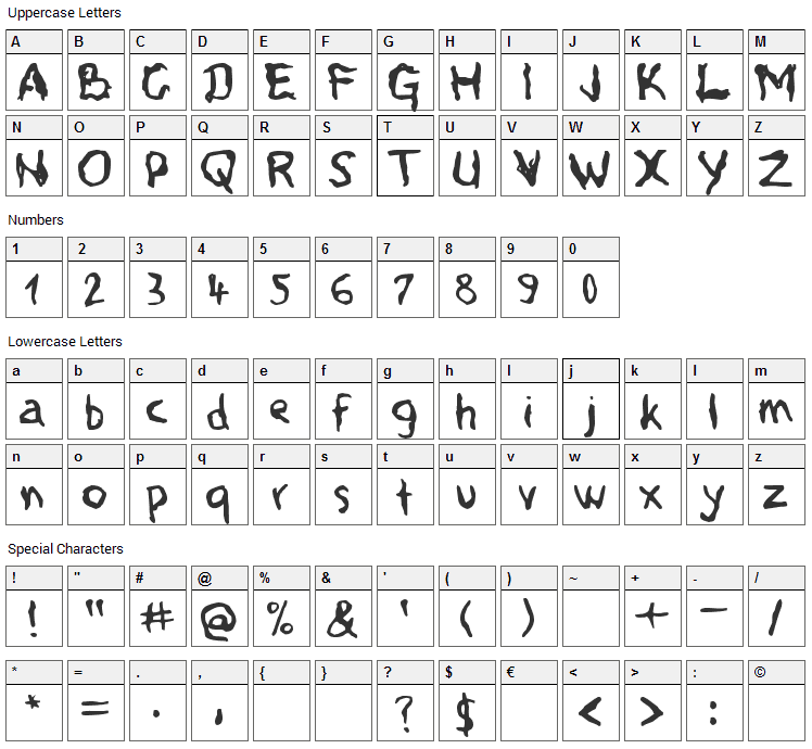 Voodoo Spirits Font Character Map