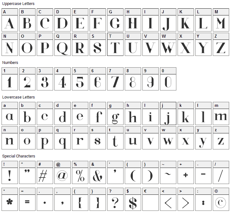 Voor Font Character Map