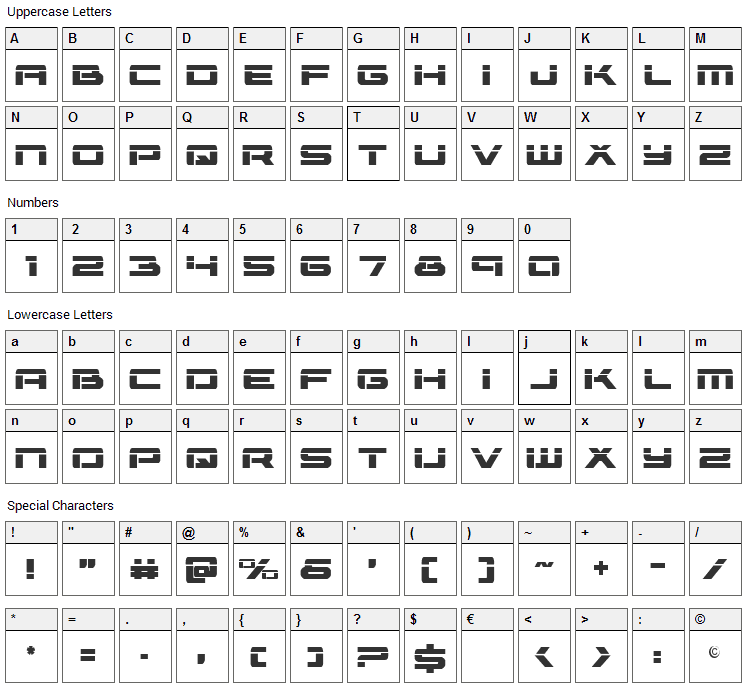 Vorpal Font Character Map