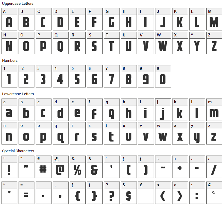 Voyage Fantastique Font Character Map