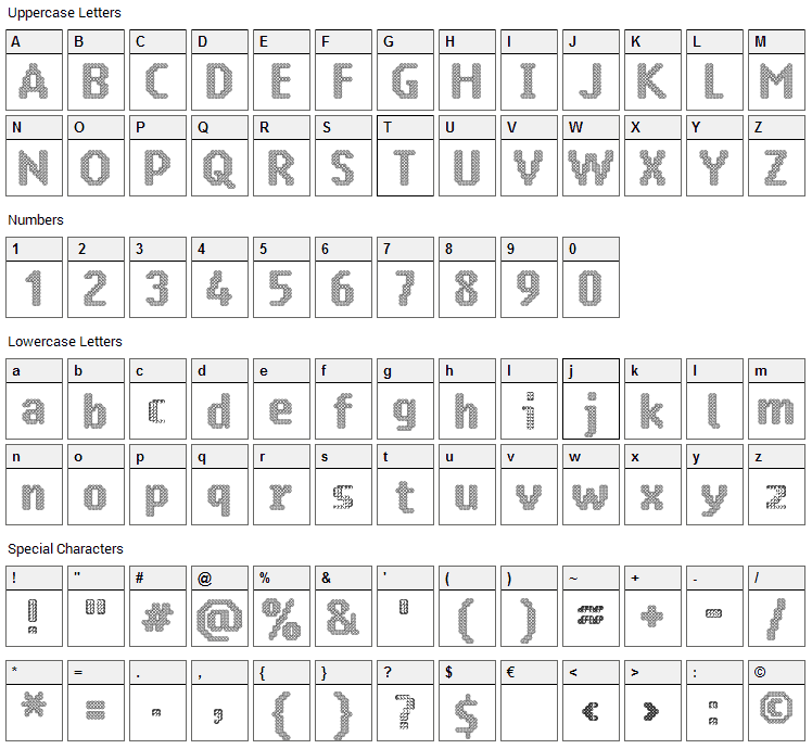 Vrango Font Character Map