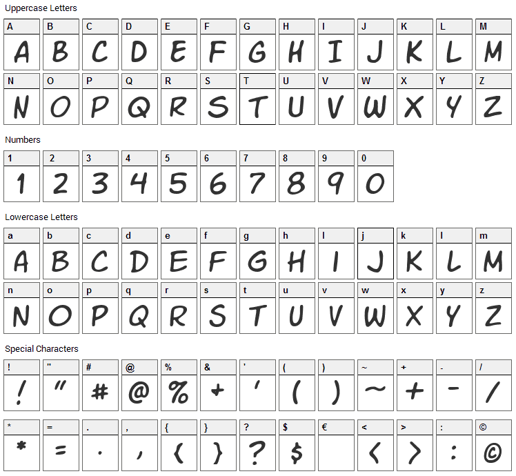 VTC Letterer Pro Font Character Map