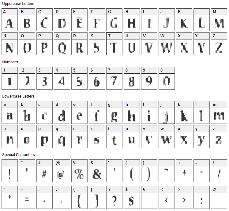 VTC Seeindubbledointriple Font Character Map