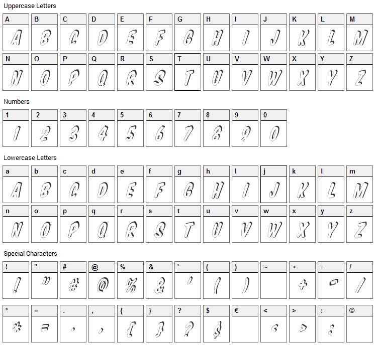 VTC Supermarket Sale Font Character Map