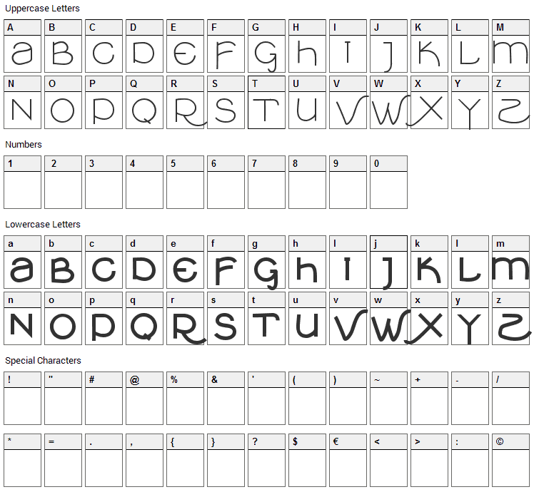 VTKS Clean Font Character Map