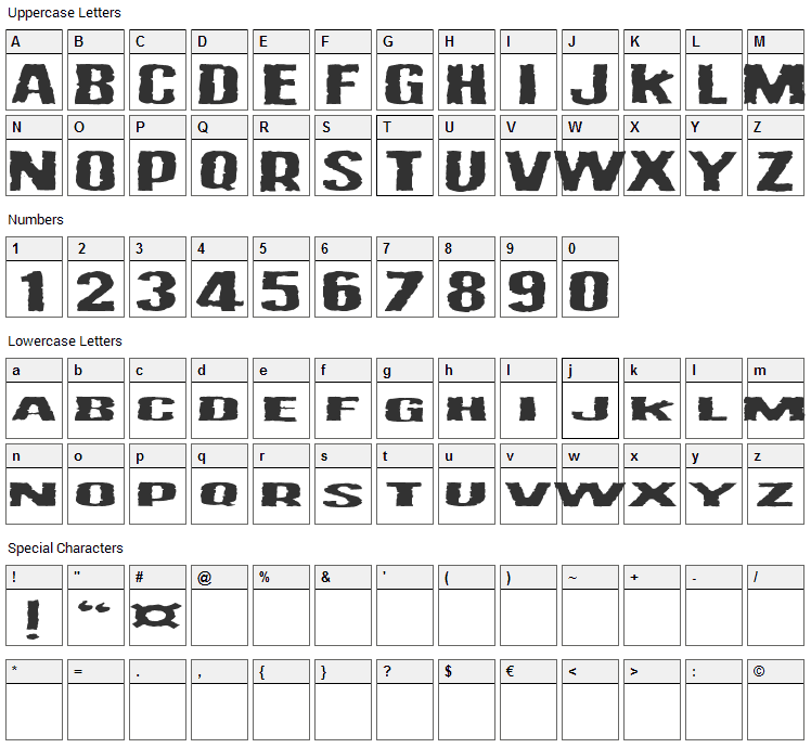 Vulgar Display Of Power Font Character Map