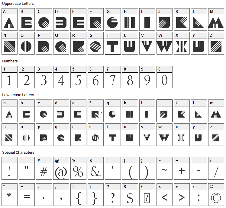 Vuur Font Character Map