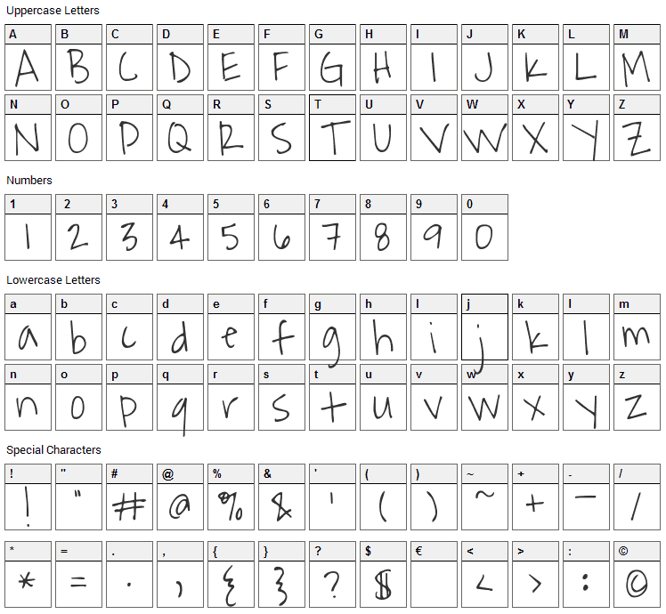 Waiting for the Sunrise Font Character Map