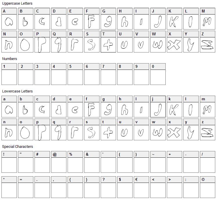 Walk the walk Font Character Map