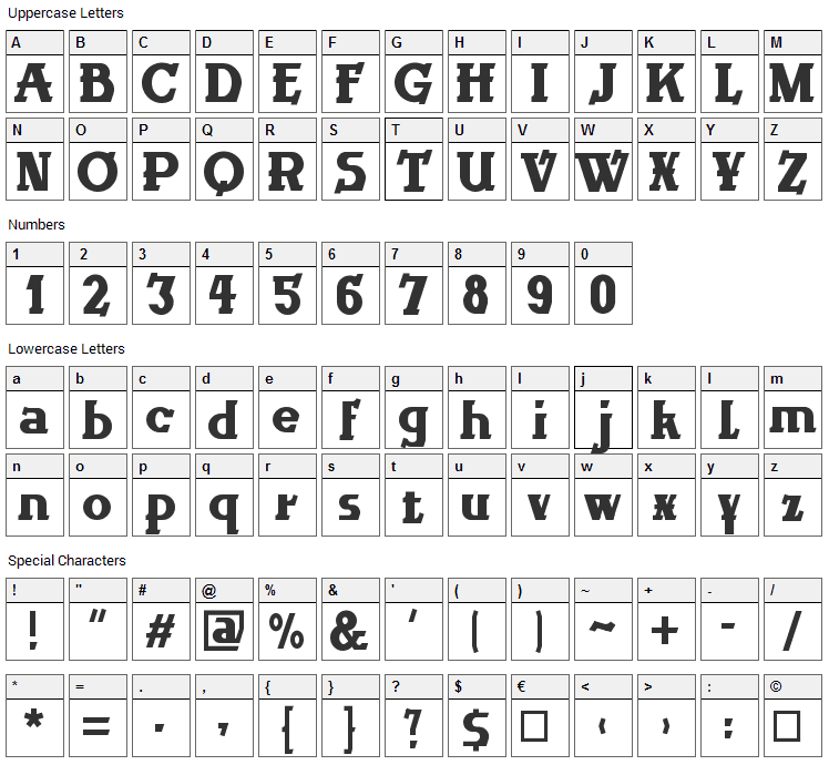 Wanderlust Font Character Map