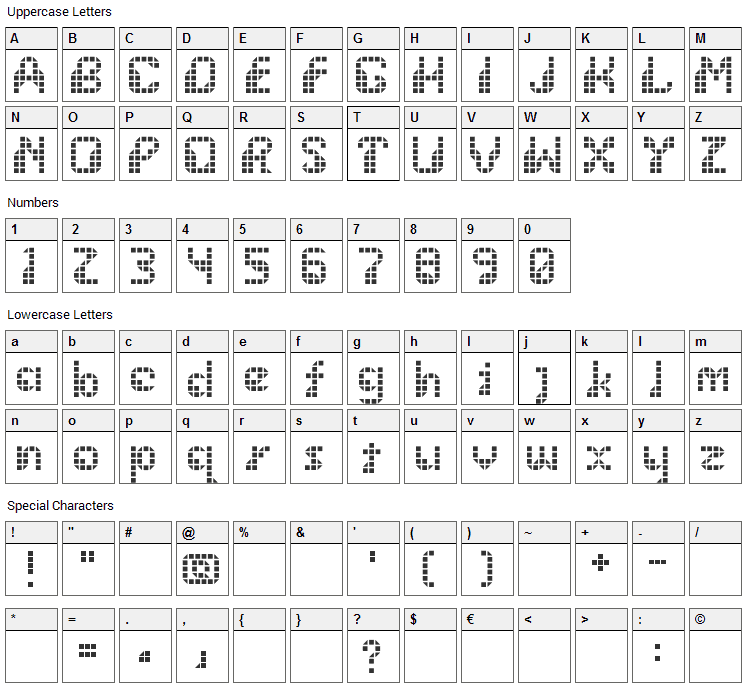 Wargames Font Character Map