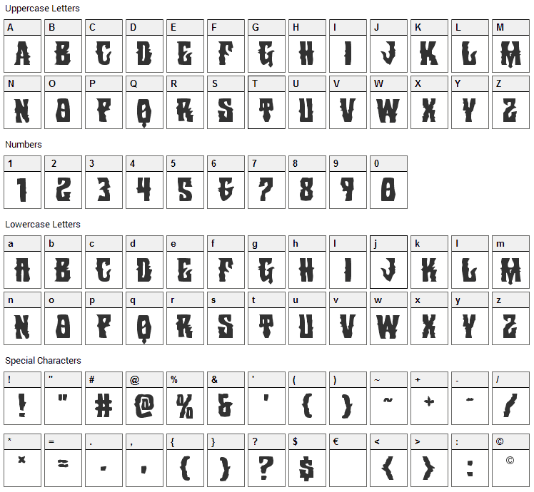 Warlocks Ale Font Character Map