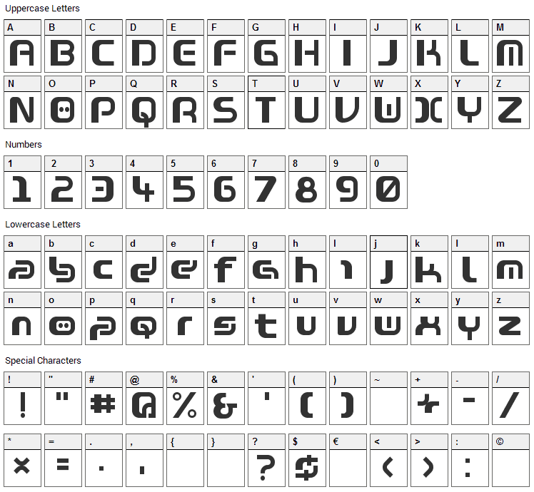 Warzone Font Character Map