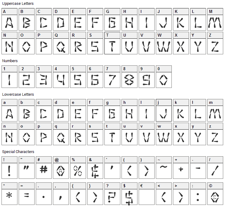 Wasabi Font Character Map