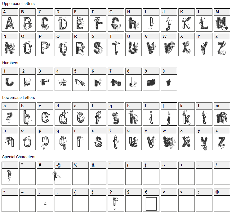 Waste of Paint Font Character Map