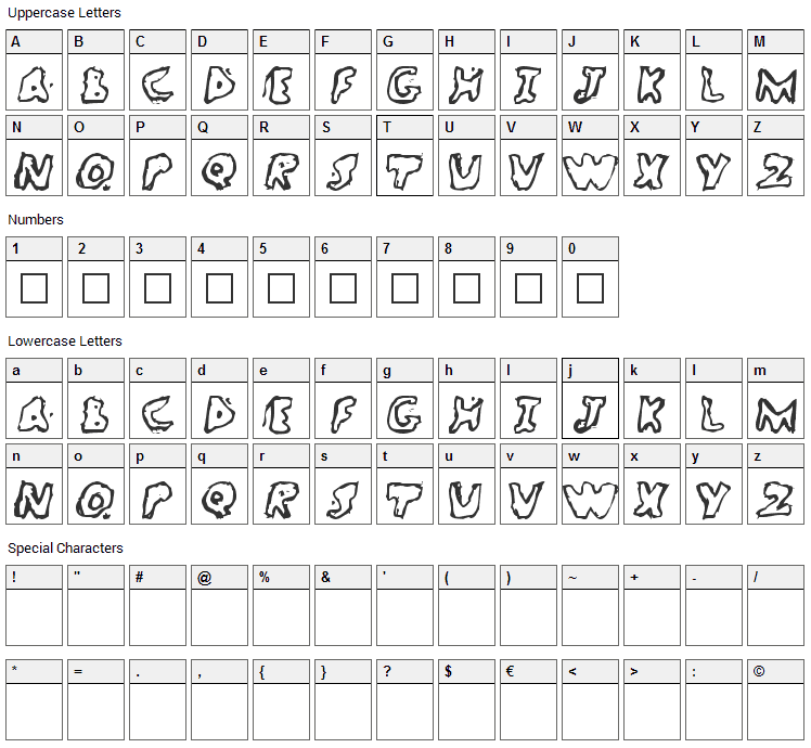 WatchBreaker Font Character Map