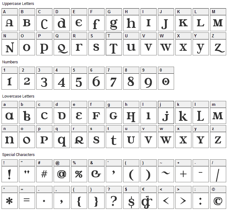 Water Street Detour Font Character Map