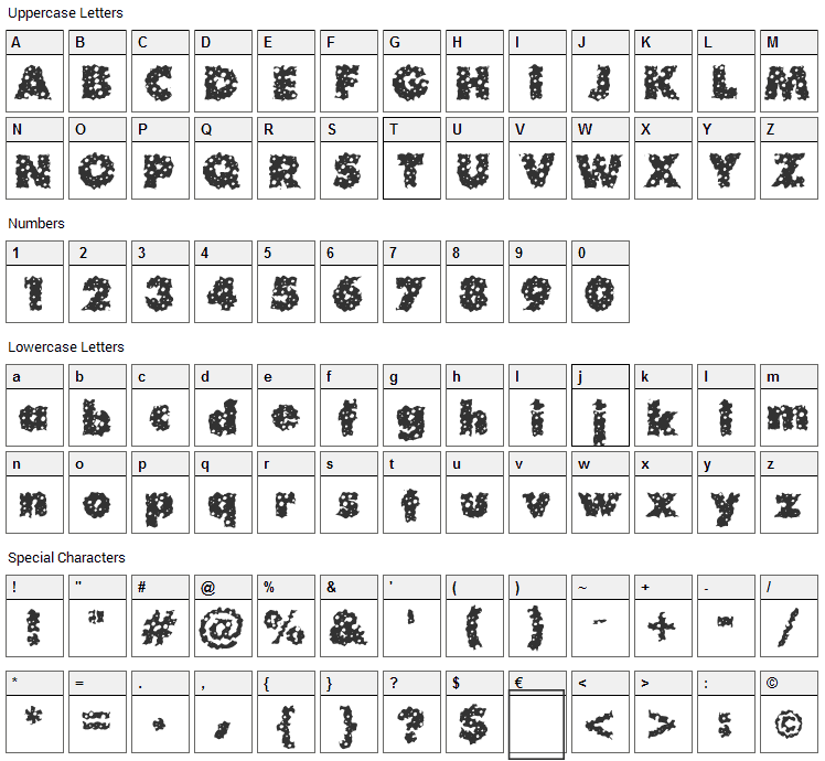 Waterhole Font Character Map