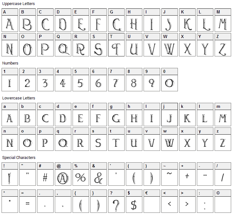 Watson Font Character Map