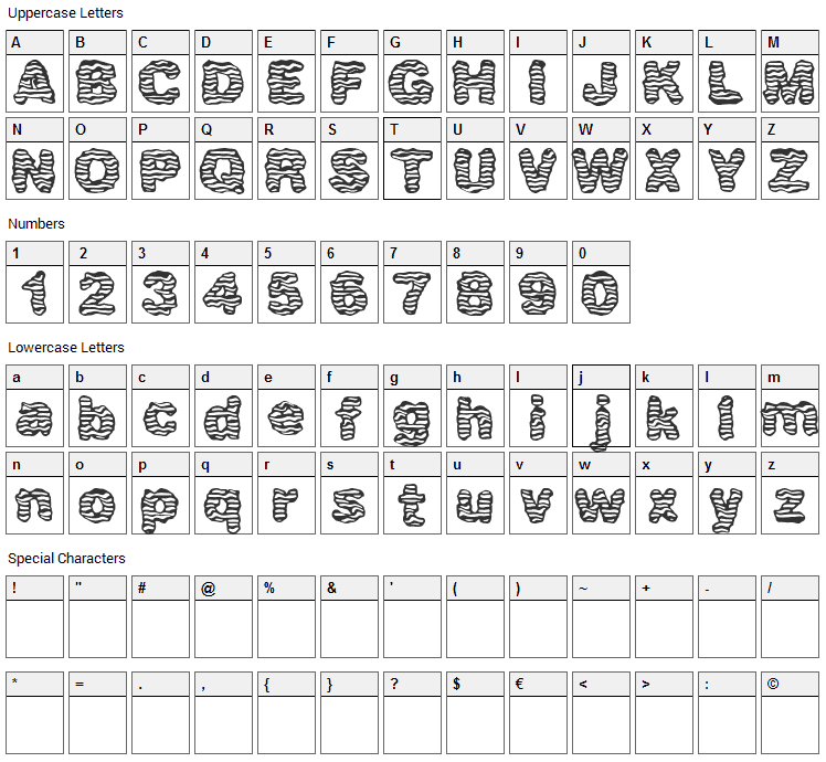 Waver Font Character Map